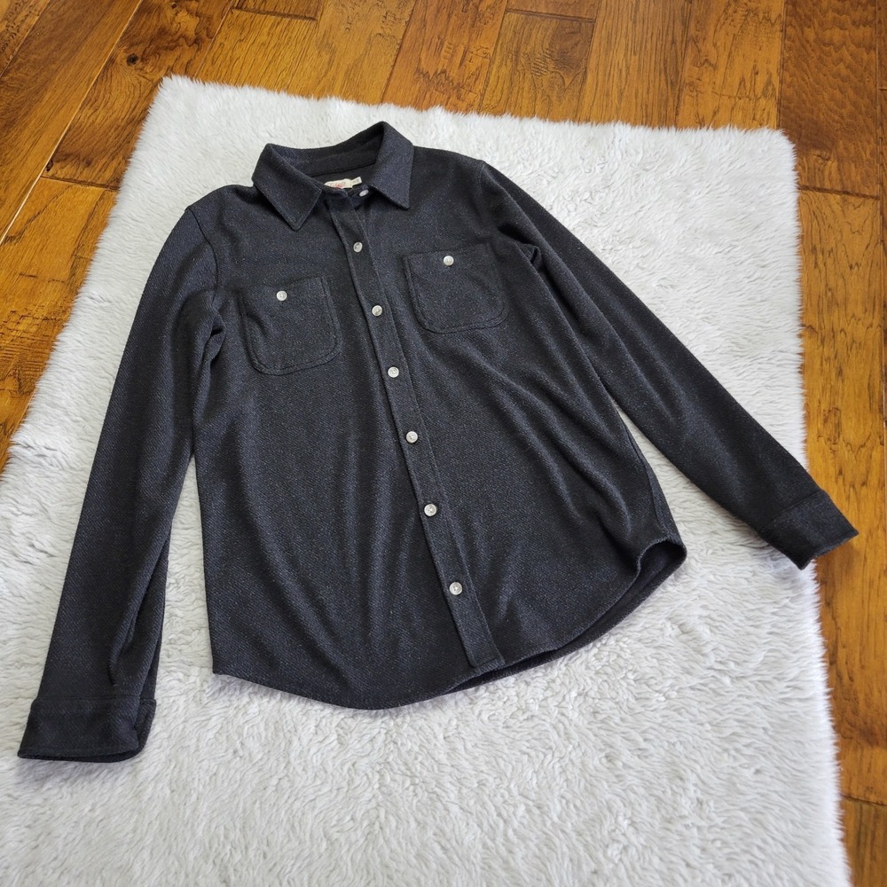 Faherty The Legend Sweater Shirt Button Up Women's XS Dark Gray Long Sleeve